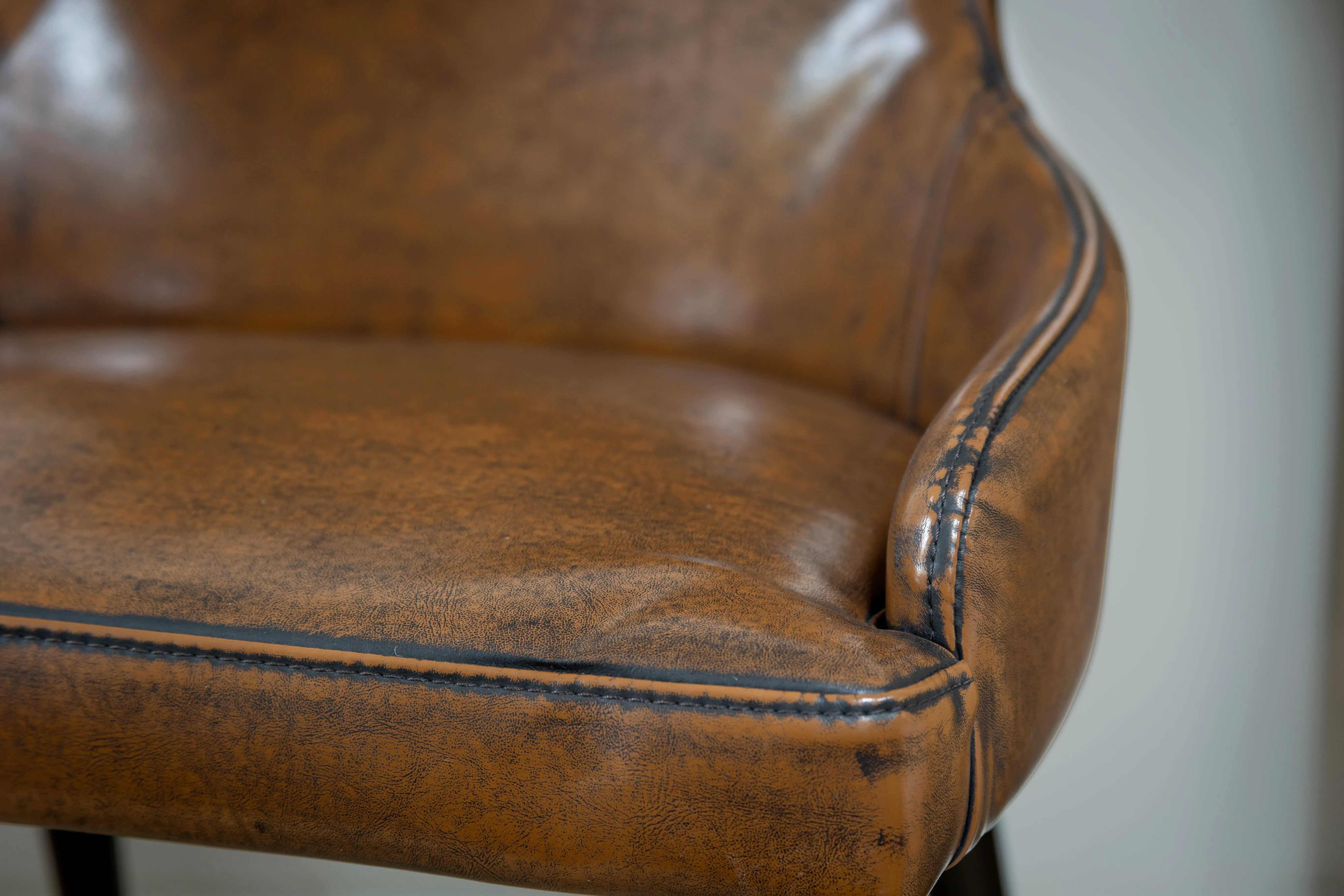 Vintage Brown Faux Leather Dining Chair - CLEARANCE