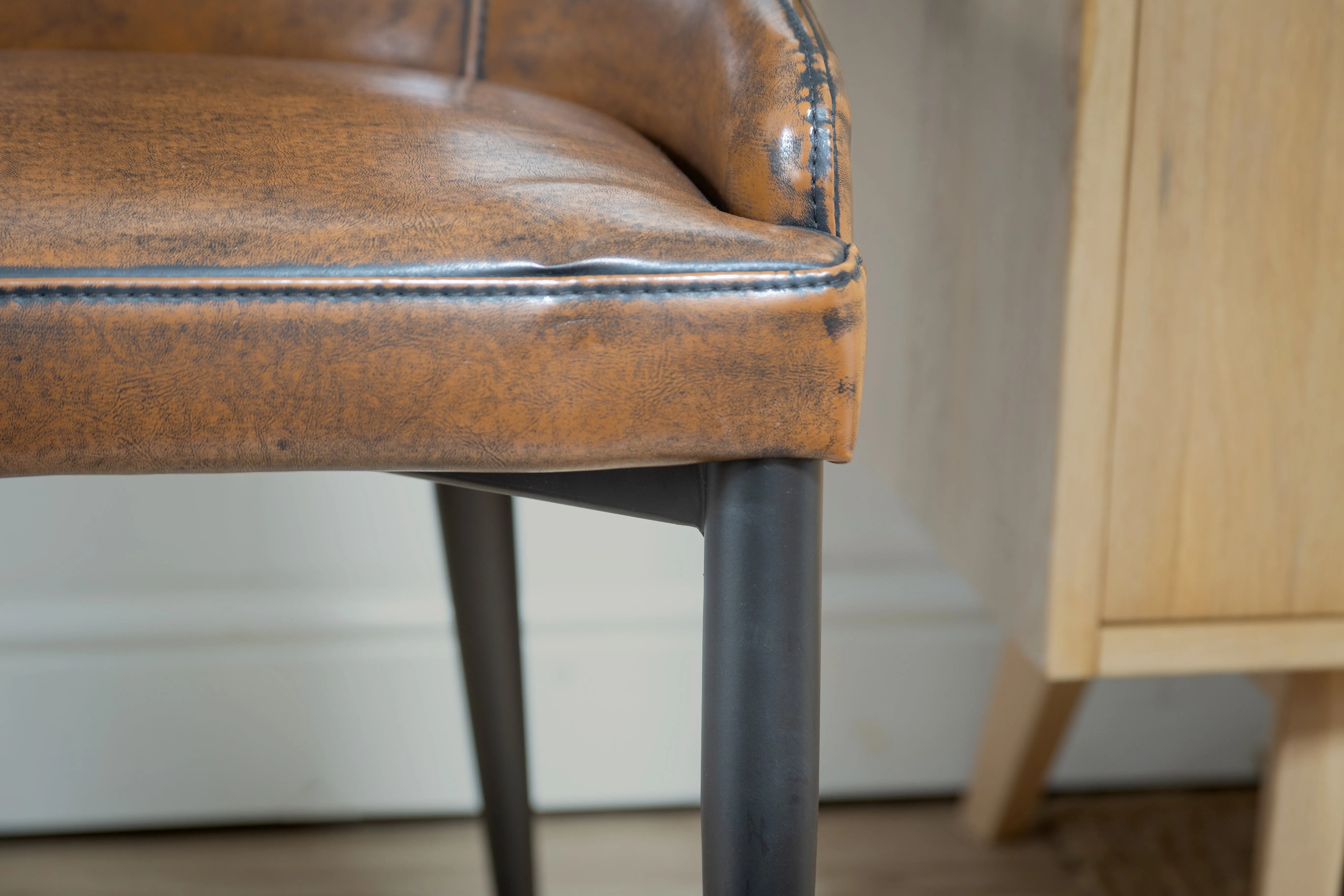 Vintage Brown Faux Leather Dining Chair - CLEARANCE