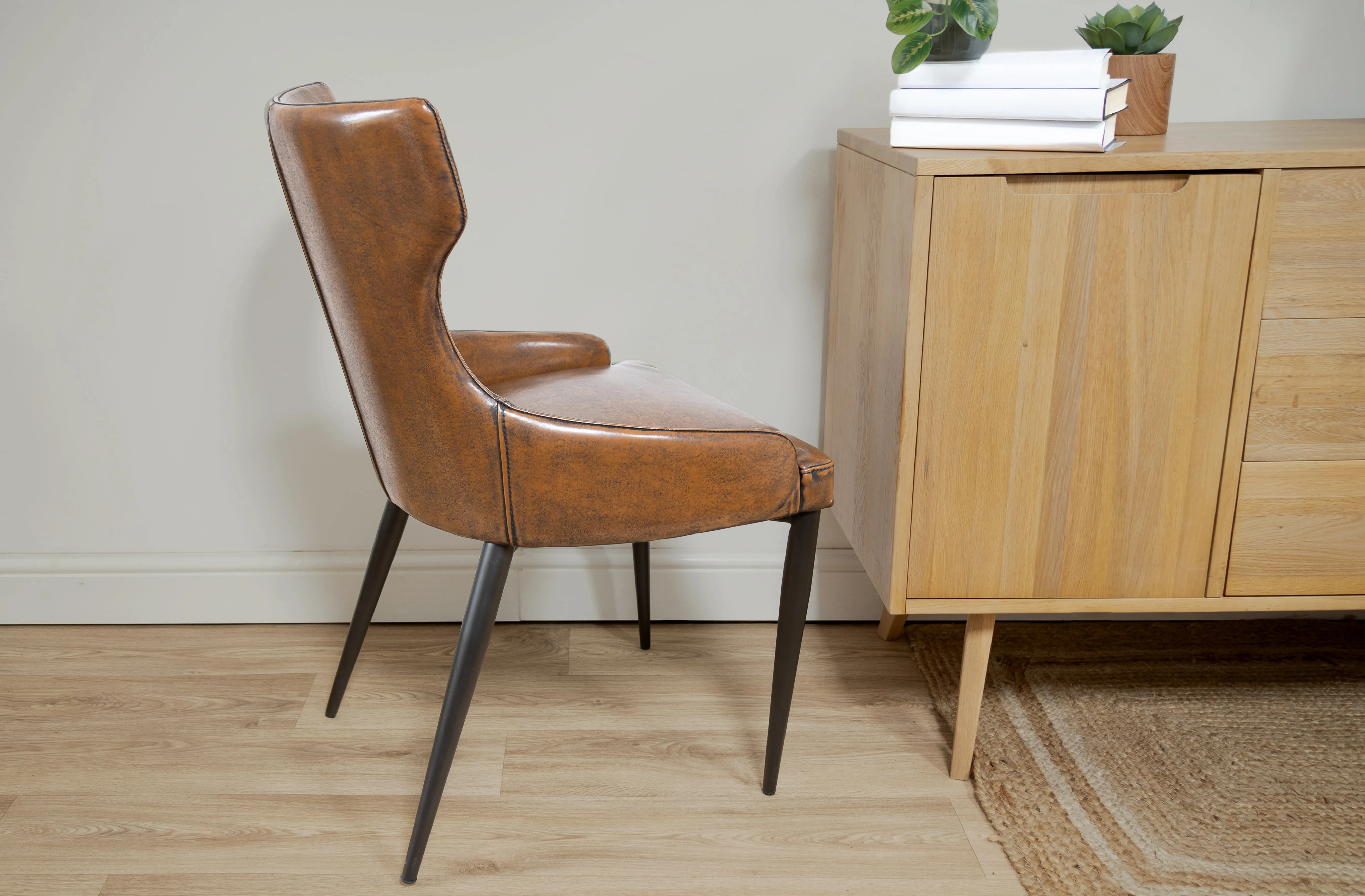 Vintage Brown Faux Leather Dining Chair - CLEARANCE