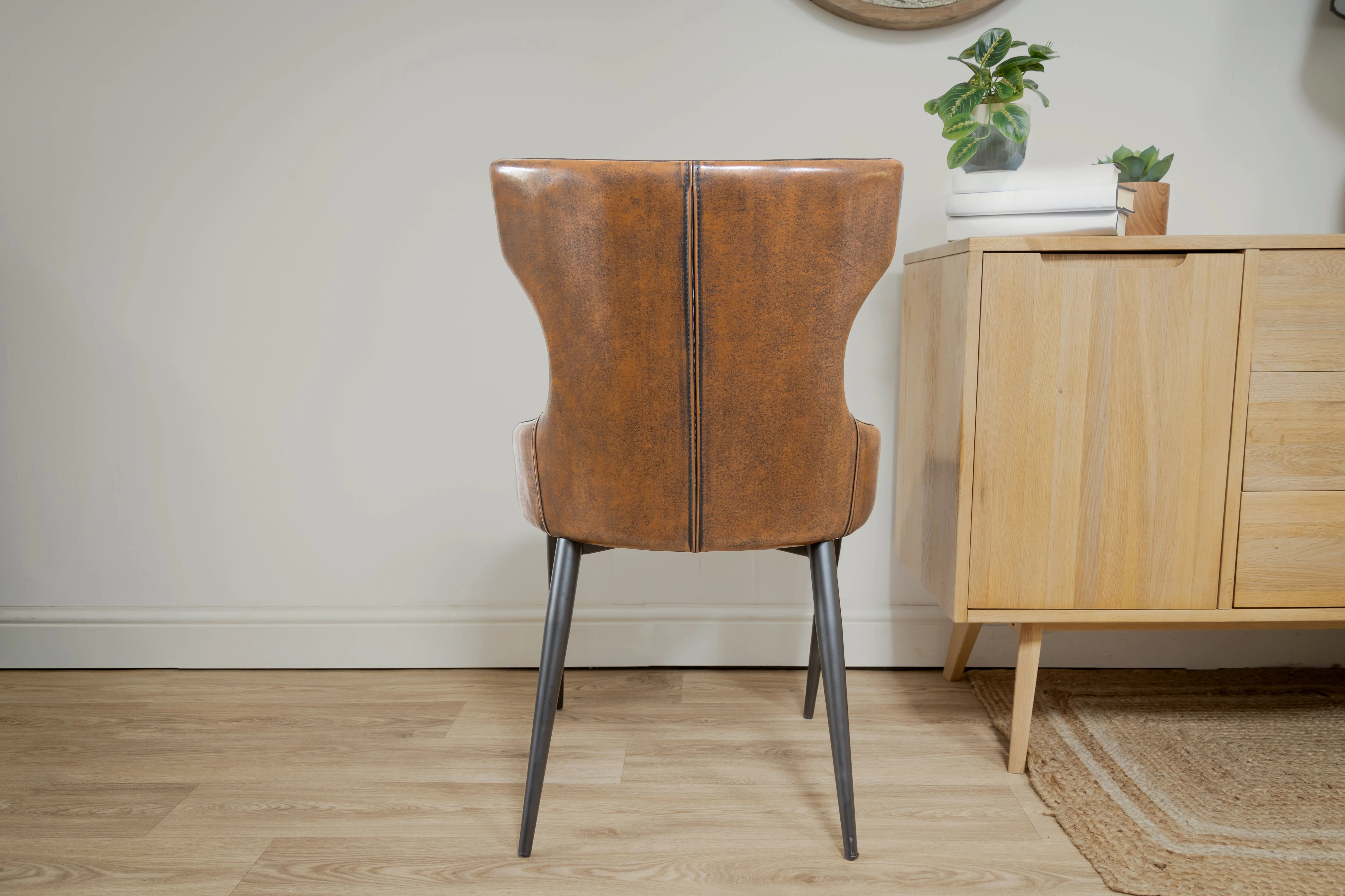 Vintage Brown Faux Leather Dining Chair - CLEARANCE