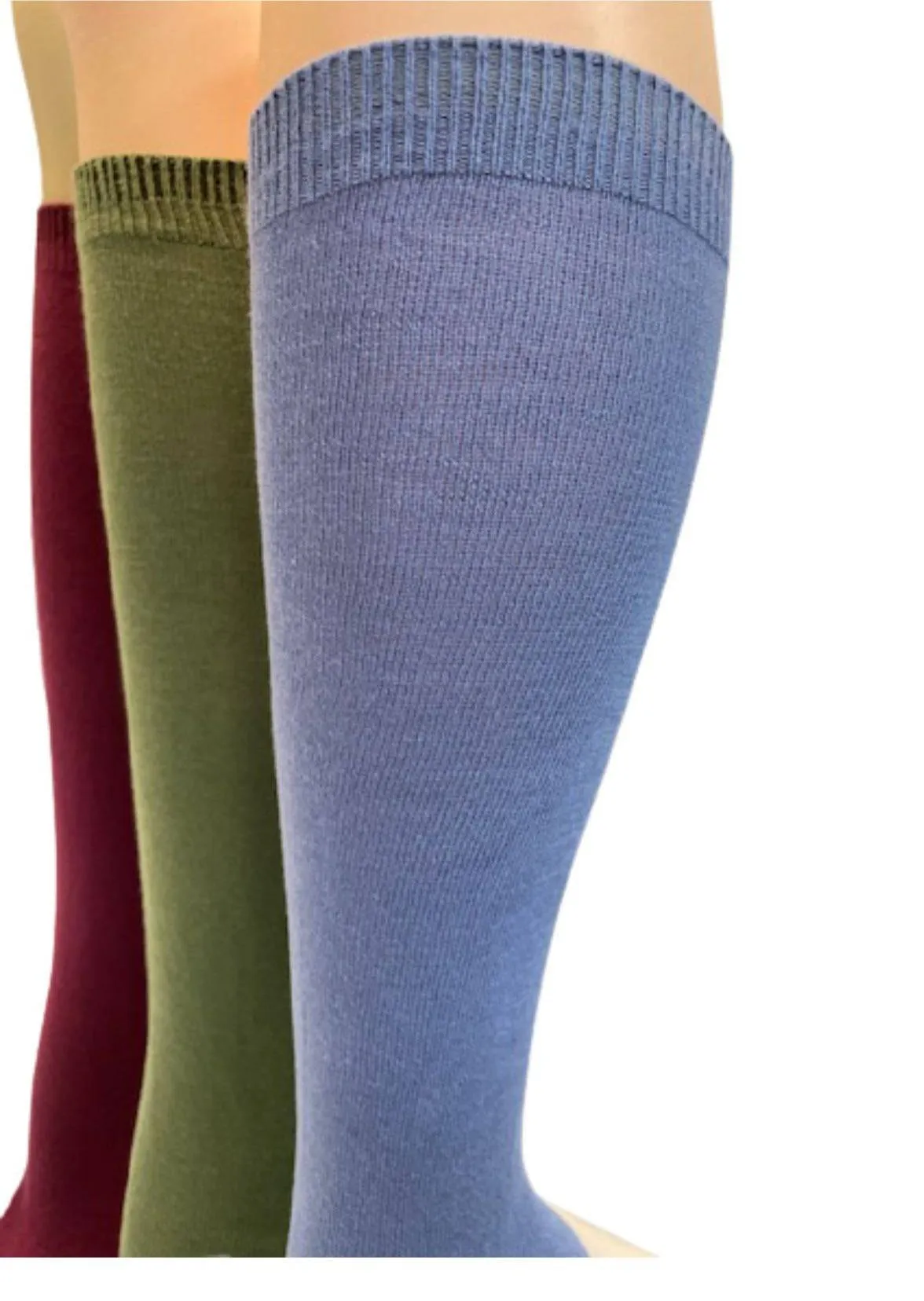 Women's 100% Combed Cotton Knee Hi 3 Pair Pack