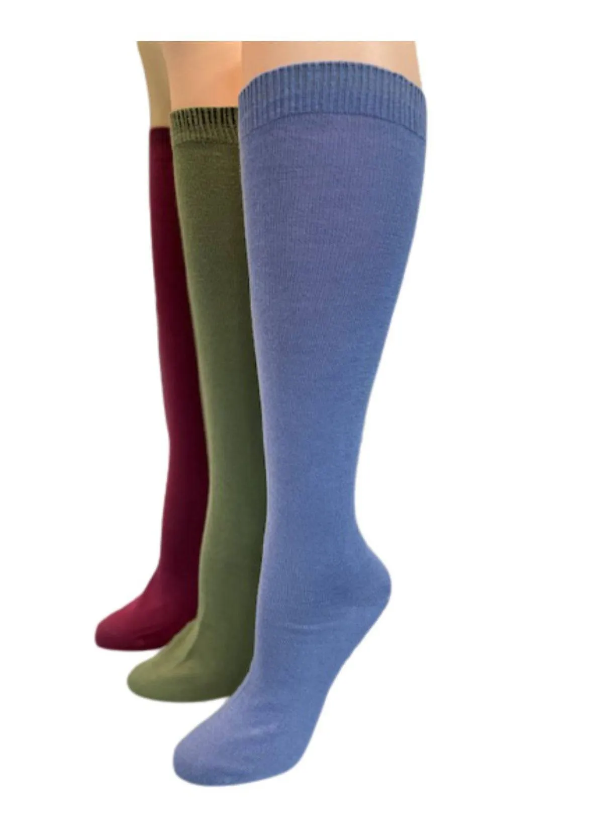 Women's 100% Combed Cotton Knee Hi 3 Pair Pack