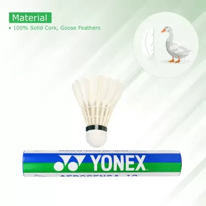 YONEX AS 10 Feather Shuttle - White  (Medium, 77, Pack of 12) | KIBI SPORTS